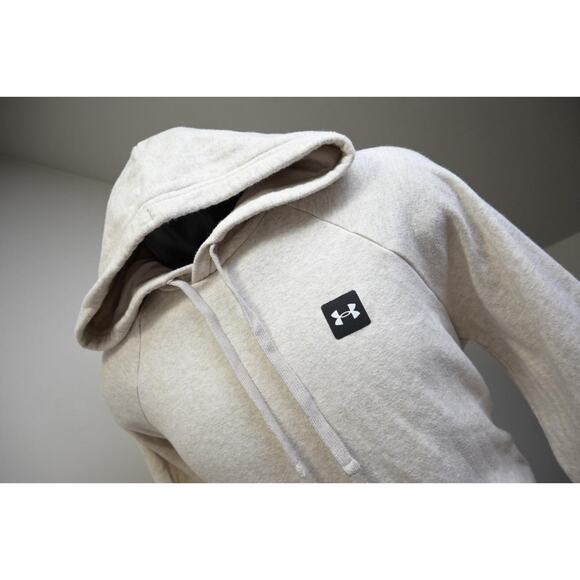 Under Armour Hoodie Beige Athletic ColdGear Loose Fleece Mens Sz Small - Picture 1 of 7